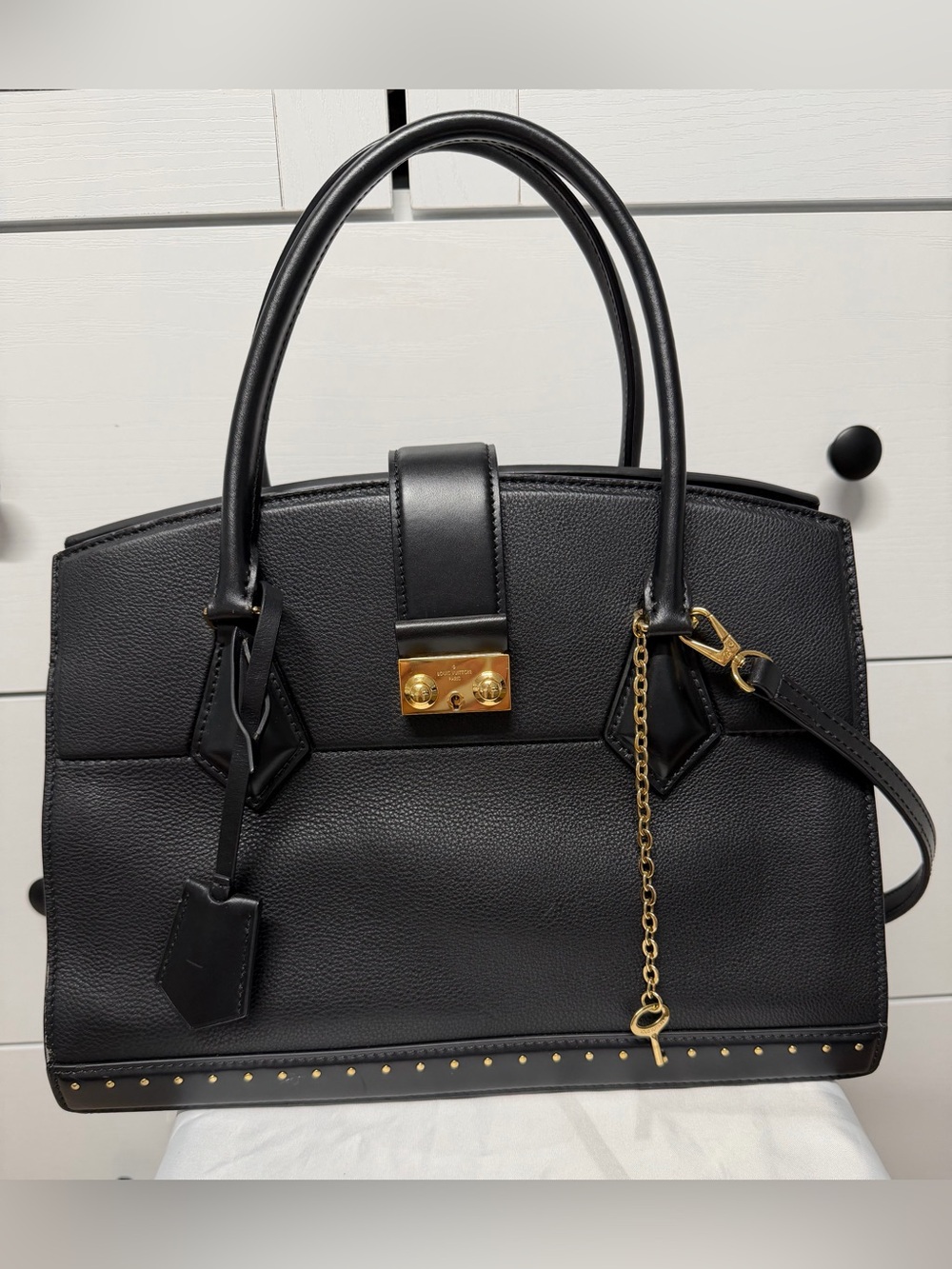 Louis Vuitton Black Taurillon Cour Marly MM leather Bag